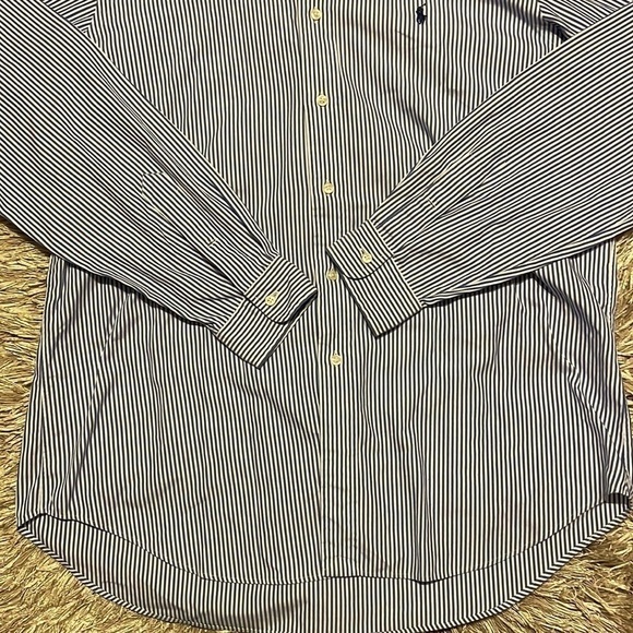 RALPH Lauren Classic Fit Blue and White Stripe Button Up Long Sleeve sz 16 1/2 - Picture 4 of 8